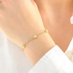 vattentät zirkon armband i förgyllt stål - OCEANA