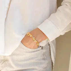 vattentät zirkon armring i förgyllt stål - OCEANA