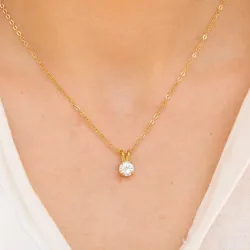 vattentät zirkon halskedja med berlocker i förgyllt stål - OCEANA