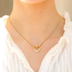 vattentät hjärta halsband i förgyllt stål - OCEANA