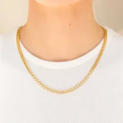 vattentät panzerhalskedja i förgyllt stål 45 cm x 5 mm  - OCEANA