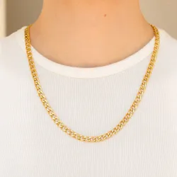vattentät panzerhalskedja i förgyllt stål 50 cm x 6 mm  - OCEANA