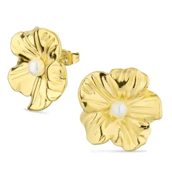 vattentät blommor örhängen i förgyllt stål - OCEANA