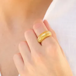 vattentät ring i förgyllt stål - OCEANA