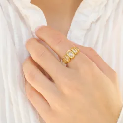 vattentät ring i förgyllt stål - OCEANA