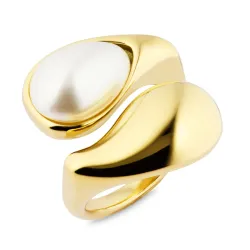 vattentät pärla ring i förgyllt stål - OCEANA