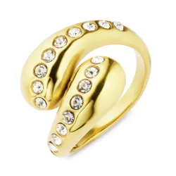 vattentät zirkon ring i förgyllt stål - OCEANA