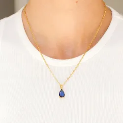 vattentät blå halsband i förgyllt stål - OCEANA