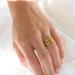 vattentät justerbar ring i förgyllt stål - OCEANA