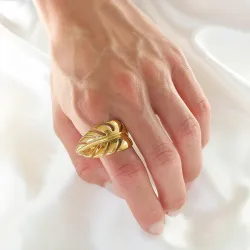 vattentät blad justerbar ring i förgyllt stål - OCEANA