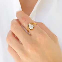 vattentät ring i förgyllt stål - OCEANA