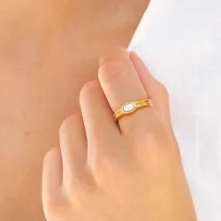 vattentät ring i förgyllt stål - OCEANA