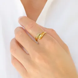 vattentät ring i förgyllt stål - OCEANA