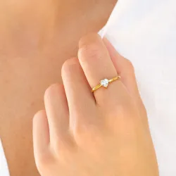 vattentät hjärtan ring i förgyllt stål - OCEANA