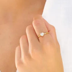 vattentät hjärtan ring i förgyllt stål - OCEANA