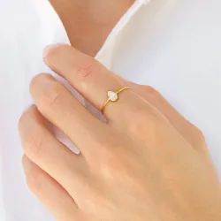 vattentät zirkon ring i förgyllt stål - OCEANA