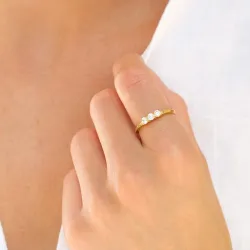 vattentät zirkon ring i förgyllt stål - OCEANA