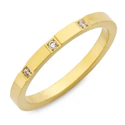 vattentät zirkon ring i förgyllt stål - OCEANA