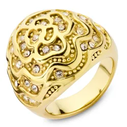 vattentät zirkon ring i förgyllt stål - OCEANA