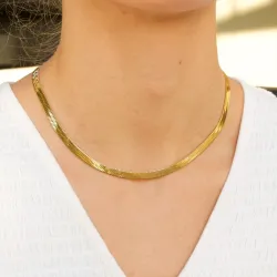 vattentät ormhalskedja i förgyllt stål 40 cm x 5 mm  - OCEANA