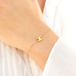 vattentät bokstav h armband i förgyllt stål - OCEANA