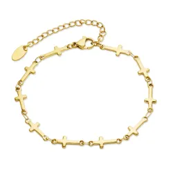 vattentät kors armband i förgyllt stål - OCEANA