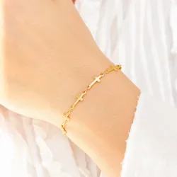 vattentät kors armband i förgyllt stål - OCEANA