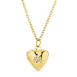 vattentät hjärta halskedja med berlocker i förgyllt stål - OCEANA