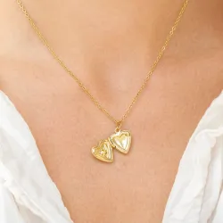 vattentät hjärta halskedja med berlocker i förgyllt stål - OCEANA