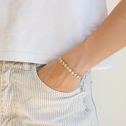 vattentät zirkon armband i förgyllt stål - OCEANA