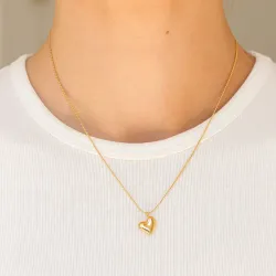 vattentät hjärta halsband i förgyllt stål - OCEANA