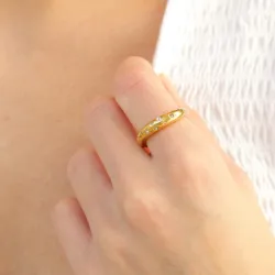 vattentät zirkon ring i förgyllt stål - OCEANA