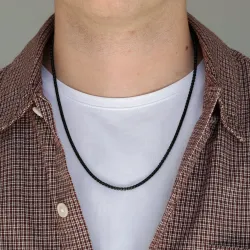 vattentät halsband i svart stål 55 cm x 3 mm  - OCEANA