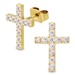 vattentät kors kedja örhängen i förgyllt stål - OCEANA