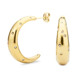 vattentät zirkon halvcreol i förgyllt stål - OCEANA