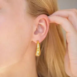 vattentät zirkon halvcreol i förgyllt stål - OCEANA