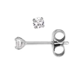 3 mm vattentät zirkon solitäreörhängestift i stål - OCEANA