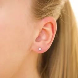 3 mm vattentät zirkon solitäreörhängestift i stål - OCEANA