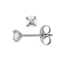 4 mm vattentät zirkon solitäreörhängestift i stål - OCEANA