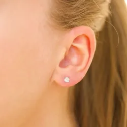 4 mm vattentät zirkon solitäreörhängestift i stål - OCEANA