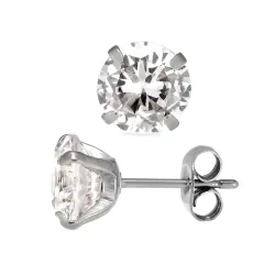 8 mm vattentät solitäreörhängestift i stål - OCEANA