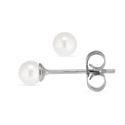 4 mm vattentät vit pärla örhängestift i stål - OCEANA