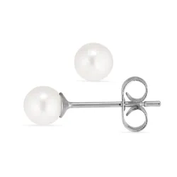 5 mm vattentät vit pärla örhängestift i stål - OCEANA