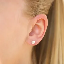 5 mm vattentät vit pärla örhängestift i stål - OCEANA