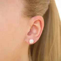 8 mm vattentät vit pärla örhängestift i stål - OCEANA