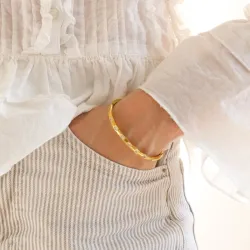 vattentät zirkon armring i förgyllt stål - OCEANA