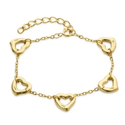 vattentät hjärta armband i förgyllt stål 16 + 4 cm x 11,0 mm  - OCEANA