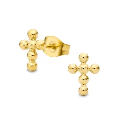 vattentät kors örhängen i förgyllt stål - OCEANA