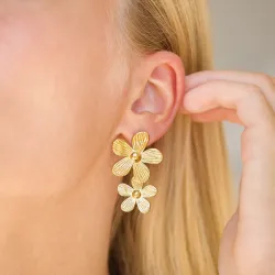 vattentät blommor örhängen i förgyllt stål - OCEANA