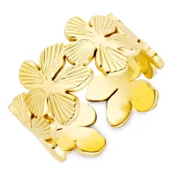 vattentät blommor ring i förgyllt stål - OCEANA